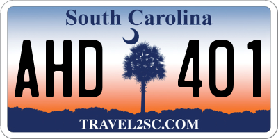 SC license plate AHD401