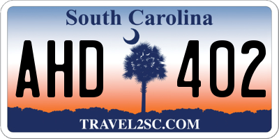 SC license plate AHD402