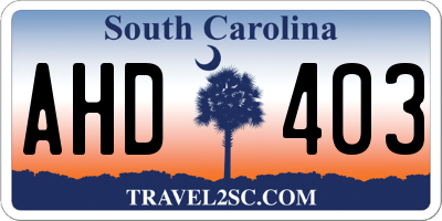 SC license plate AHD403