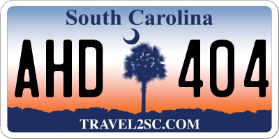 SC license plate AHD404