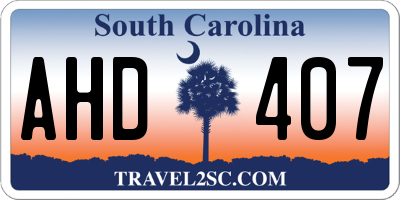 SC license plate AHD407