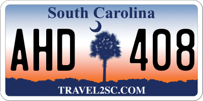 SC license plate AHD408