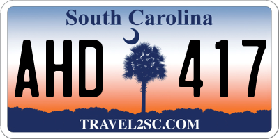 SC license plate AHD417