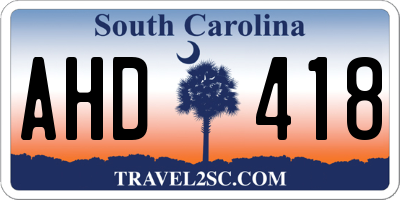SC license plate AHD418