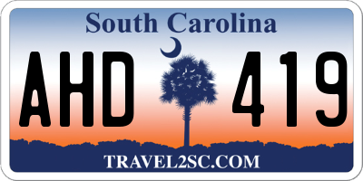 SC license plate AHD419