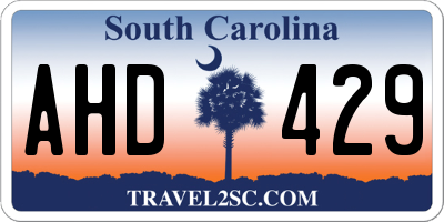 SC license plate AHD429