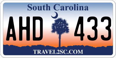 SC license plate AHD433
