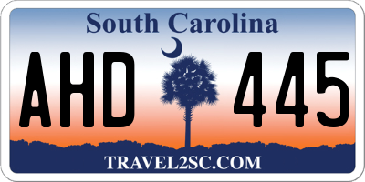 SC license plate AHD445
