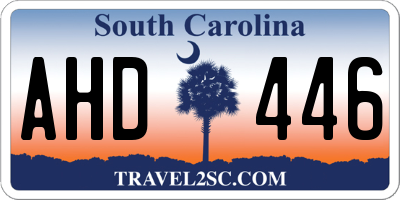 SC license plate AHD446