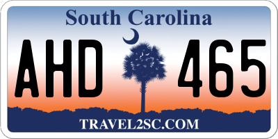 SC license plate AHD465