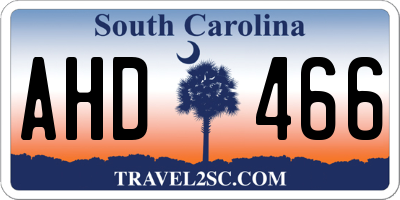 SC license plate AHD466