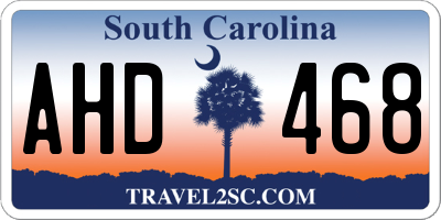 SC license plate AHD468