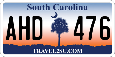 SC license plate AHD476