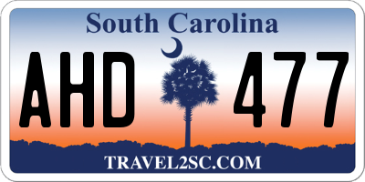 SC license plate AHD477