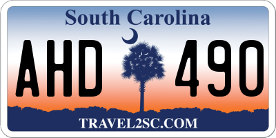 SC license plate AHD490