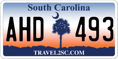 SC license plate AHD493