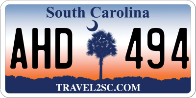 SC license plate AHD494