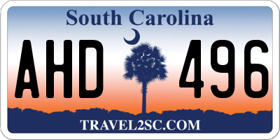 SC license plate AHD496