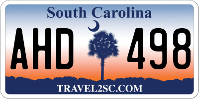 SC license plate AHD498