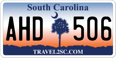 SC license plate AHD506
