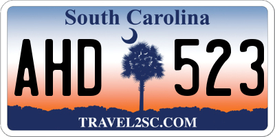 SC license plate AHD523