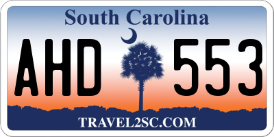 SC license plate AHD553