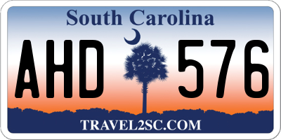 SC license plate AHD576