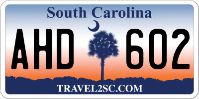 SC license plate AHD602
