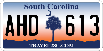 SC license plate AHD613