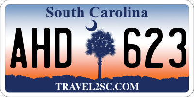 SC license plate AHD623