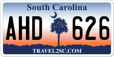SC license plate AHD626
