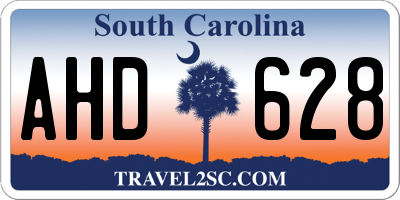SC license plate AHD628