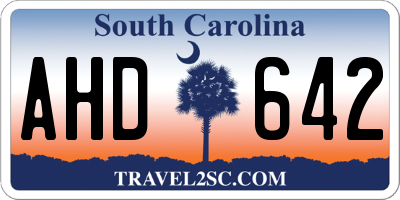 SC license plate AHD642