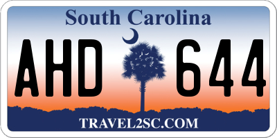 SC license plate AHD644