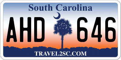 SC license plate AHD646