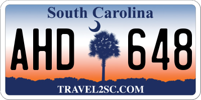 SC license plate AHD648