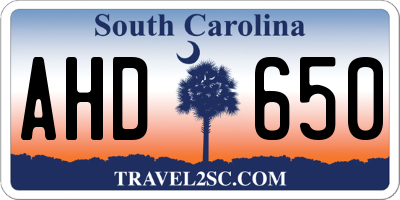 SC license plate AHD650