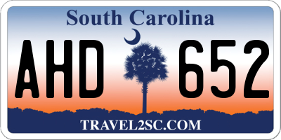 SC license plate AHD652