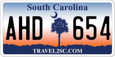 SC license plate AHD654