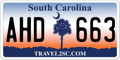 SC license plate AHD663