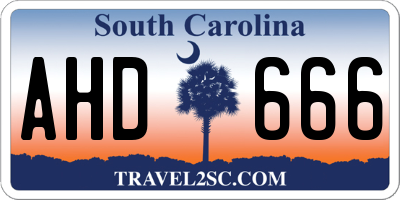 SC license plate AHD666