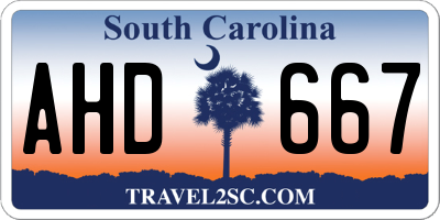 SC license plate AHD667
