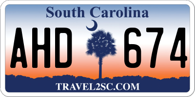 SC license plate AHD674