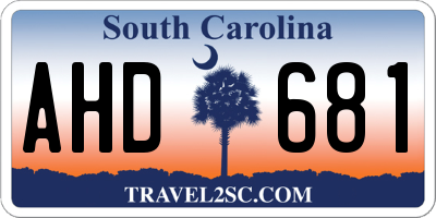 SC license plate AHD681