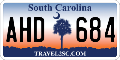 SC license plate AHD684