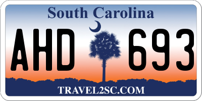 SC license plate AHD693