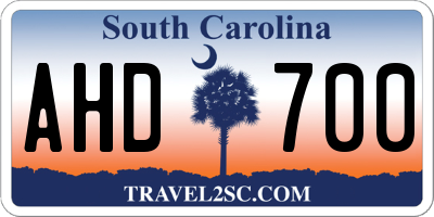 SC license plate AHD700