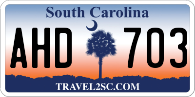SC license plate AHD703