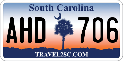 SC license plate AHD706