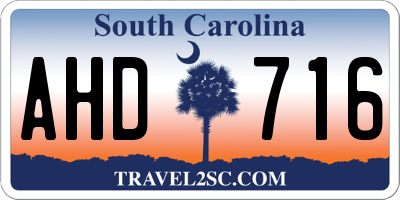 SC license plate AHD716